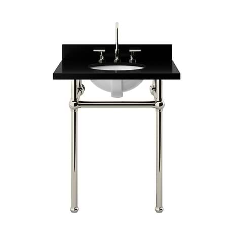 Pierce Polished Nickel 30" Single Console with Oval Sink and Black Granite Top