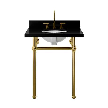 Pierce Brushed Brass 30" Single Console with Oval Sink and Black Granite Top