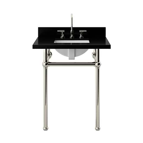 Pierce Polished Nickel  30" Single Console with Rectangle Sink and Black Granite Top