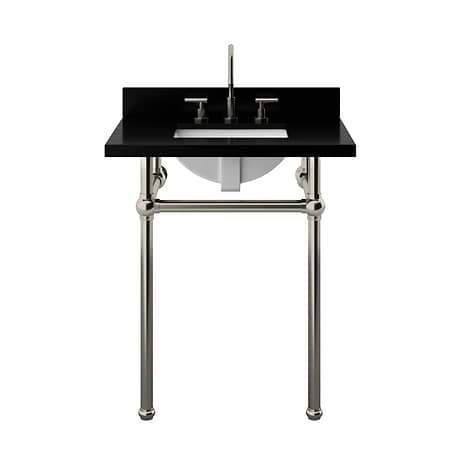 Pierce Brushed Nickel 30" Single Console with Rectangle Sink and Black Granite Top