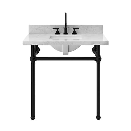 Pierce Matte Black 36" Single Console with Rectangle Sink and Carrara Marble Top