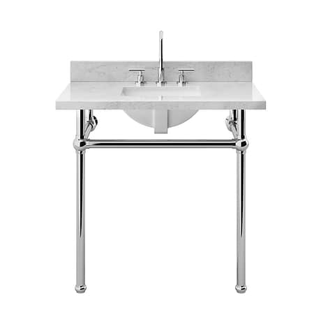 Pierce Polished Chrome 36" Single Console with Rectangle Sink and Carrara Marble Top