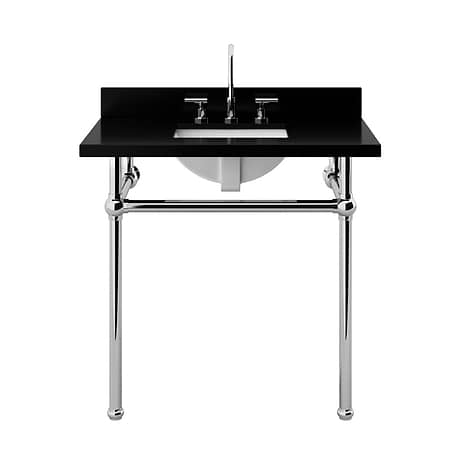 Pierce Polished Chrome 36" Single Console with Rectangle Sink and Black Granite Top