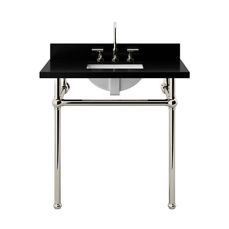 Pierce Polished Nickel 36" Single Console with Rectangle Sink and Black Granite Top