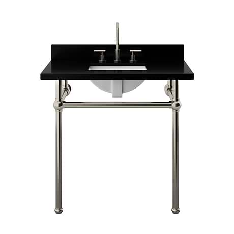 Pierce Brushed Nickel 36" Single Console with Rectangle Sink and Black Granite Top