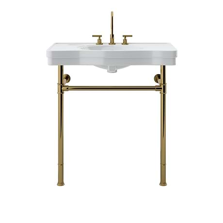 Charles Polished Brass 36" Single Console with White Ceramic Top