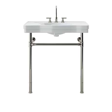 Charles Polished Nickel 36" Single Console with White Ceramic Top