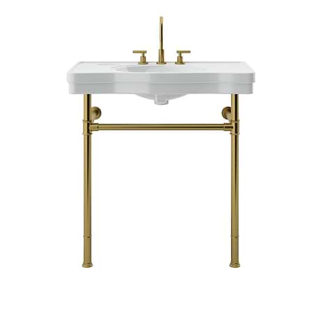 Charles Brushed Brass 36" Single Console with White Ceramic Top