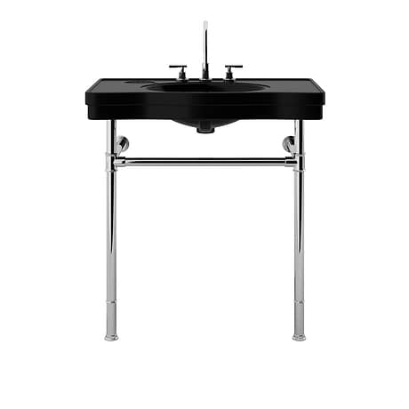 Charles Polished Chrome 36" Single Console with Black Ceramic Top