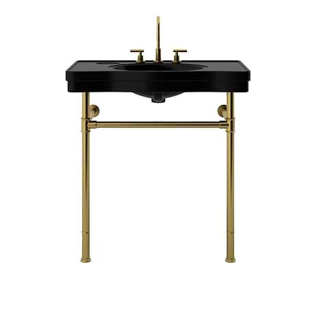 Charles Brushed Brass 36" Single Console with Black Ceramic Top