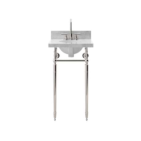 Napoleon Polished Nickel 19" Single Console with Carrara Marble Top Oval Sink and Backsplash