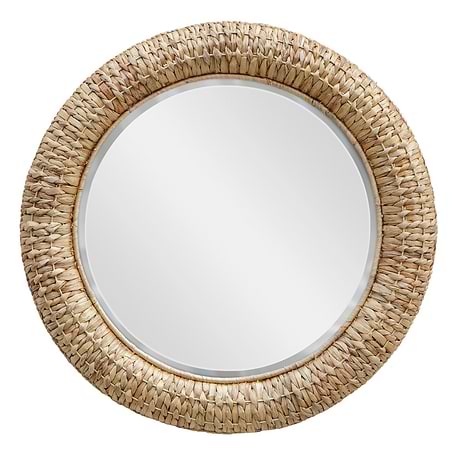 Twain Beige Twisted Seagrass 36" Round Mirror