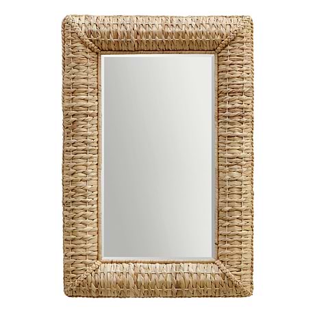 Twain Beige Twisted Seagrass 24x36" Rectangle Mirror
