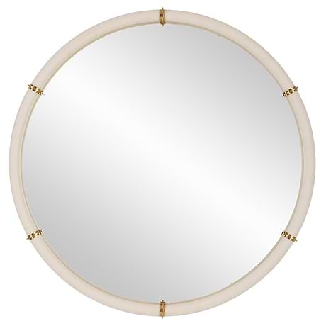 Elyssia White Shagreen 43" Round Mirror