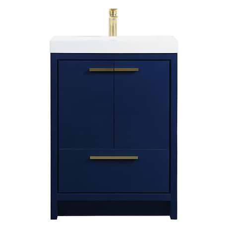 Ember Blue 24" Single Vanity with White Solid Surface Top