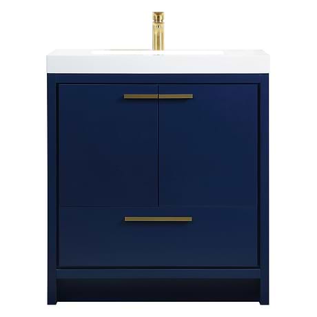 Ember Blue 30" Single Vanity with White Solid Surface Top