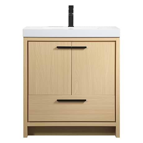Ember Maple 30" Single Vanity with White Solid Surface Top