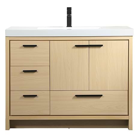 Ember Maple 42" Single Vanity with White Solid Surface Top