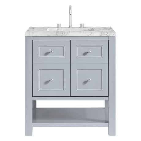 Breckenridge Serenity Blue 30" Single Vanity with Carrara Marble Top by JMV