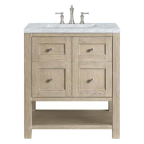 Breckenridge Whitewashed Oak 30" Single Vanity Carrara Marble Top by JMV