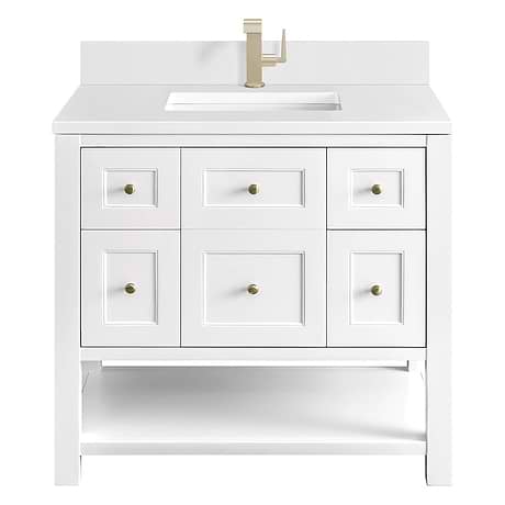 Breckenridge Bright White 36" Single Vanity with White Zeus Quartz Top by JMV
