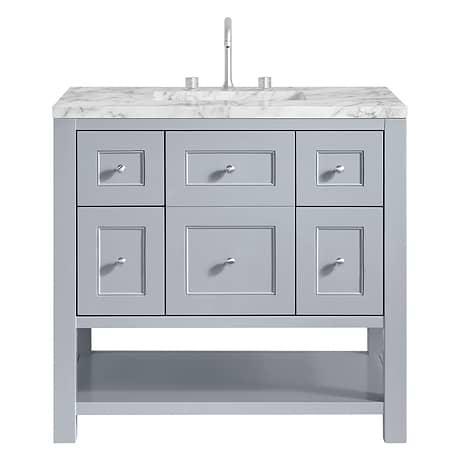 Breckenridge Serenity Blue 36" Single Vanity with Carrara Marble Top by JMV