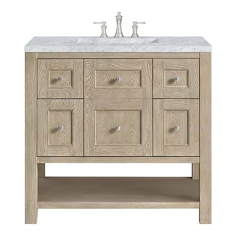Breckenridge Whitewashed Oak 36" Single Vanity with Carrara Marble Top by JMV