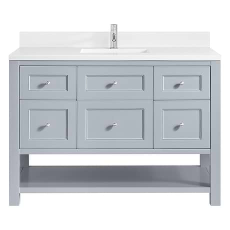 Breckenridge Serenity Blue 48" Single Vanity with White Zeus Quartz Top and Backsplash by JMV