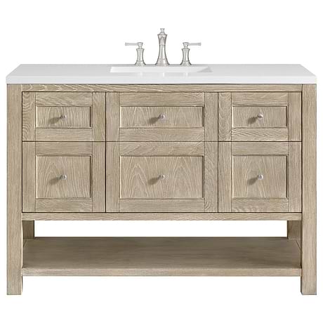 Breckenridge Whitewashed Oak 48" Single Vanity with White Zeus Quartz Top by JMV