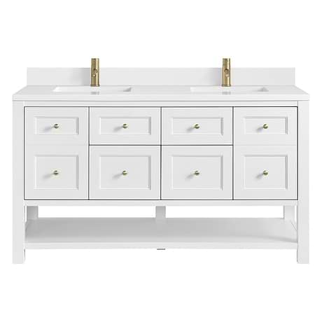Breckenridge Bright White 60" Double Vanity with White Zeus Quartz Top and Backsplash by JMV