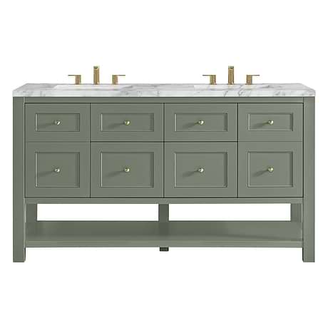 Breckenridge Smokey Celadon 60" Double Vanity with Carrara Marble Top by JMV