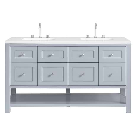 Breckenridge Serenity Blue 60" Double Vanity with White Zeus Quartz Top by JMV
