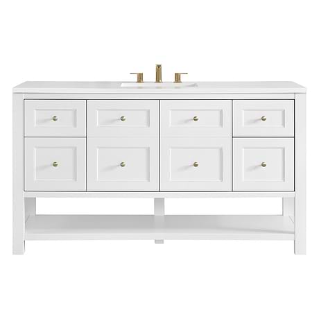 Breckenridge Bright White 60" Single Vanity with White Zeus Quartz Top by JMV
