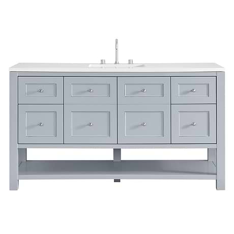 Breckenridge Serenity Blue 60" Single Vanity with White Zeus Quartz Top by JMV