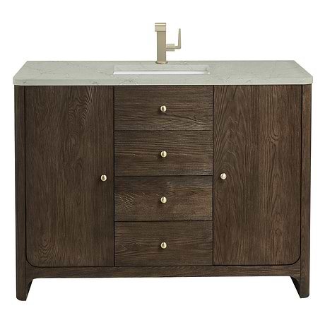 Gracyn Natural Ash 48" Single Vanity with Victorian Silver Quartz Top by JMV