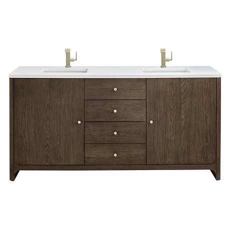 Gracyn Natural Ash 72" Double Vanity with White Zeus Quartz Top by JMV