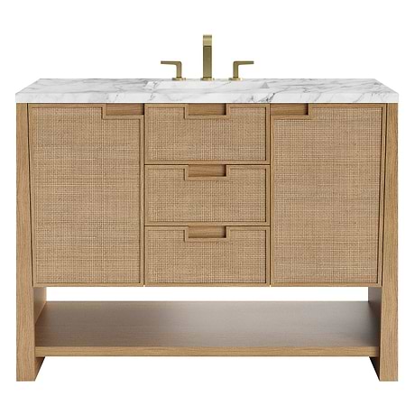 Solene Seaside Oak 48" Single Vanity with Carrara Marble Top by JMV