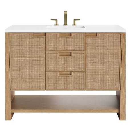 Solene Seaside Oak 48" Single Vanity with White Zeus Quartz Top  by JMV