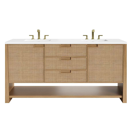 Solene Seaside Oak 72" Double Vanity with White Zeus Quartz Top by JMV