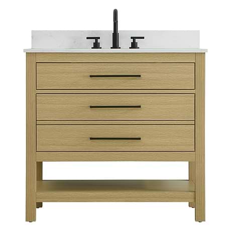 Carson Honey Brown 36" Single Vanity with Cultured Marble Top