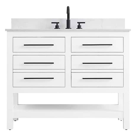 Carson White 42" Single Vanity with Cultured Marble Top