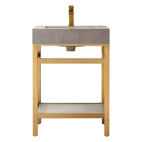 Blaire Brushed Gold 24" Single Vanity with Gray Sintered Stone Top