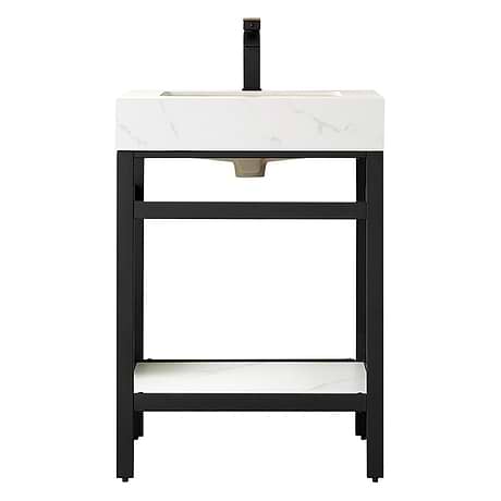 Blaire Matte Black 24" Single Vanity with White Sintered Stone Top