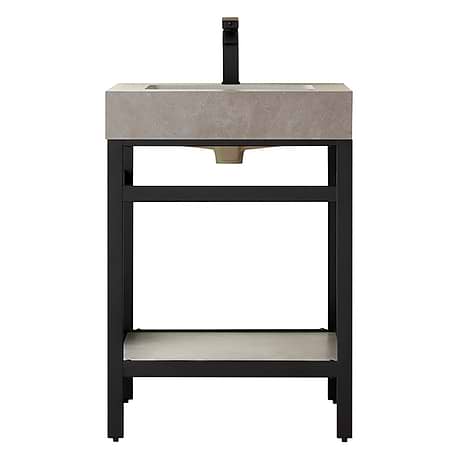 Blaire Matte Black 24" Single Vanity with Gray Sintered Stone Top