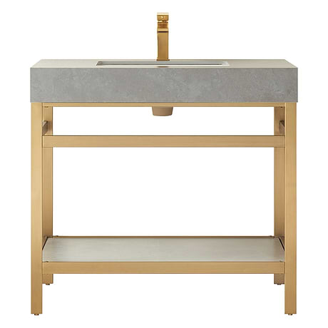 Blaire Brushed Gold 36" Single Vanity with Gray Sintered Stone Top