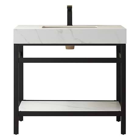 Blaire Matte Black 36" Single Vanity with White Sintered Stone Top