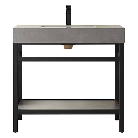 Blaire Matte Black 36" Single Vanity with Gray Sintered Stone Top