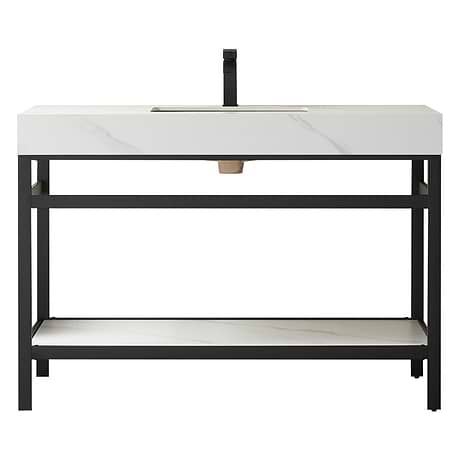 Blaire Matte Black 48" Single Vanity with White Sintered Stone Top
