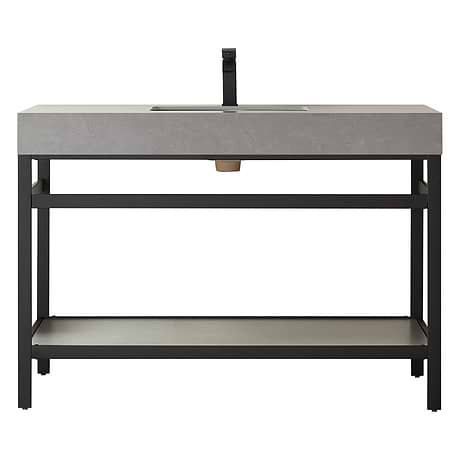 Blaire Matte Black 48" Single Vanity with Gray Sintered Stone Top