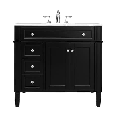 Montair Black 36" Single Vanity With Carrara White Marble Top